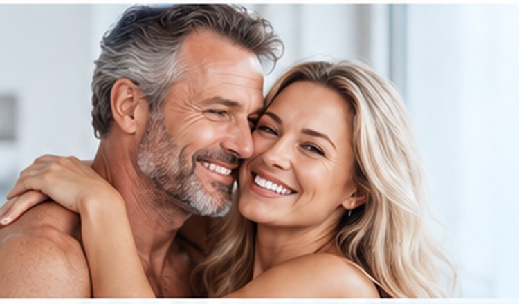 Couple in their fifties, relaxed together
